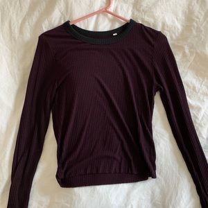 maroon and black striped long sleeve